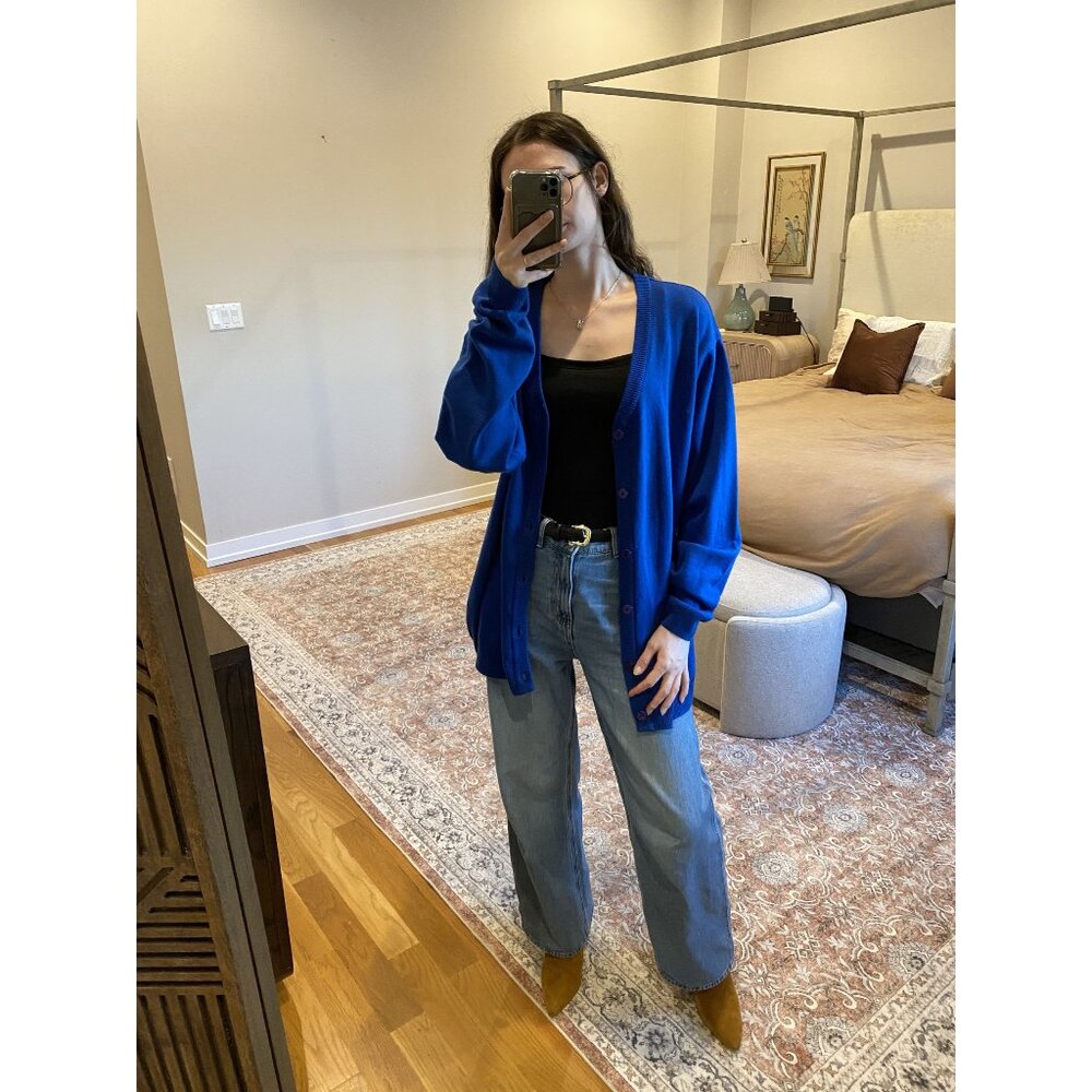 Men’s Blue Harriton-Style Cardigan Size XL